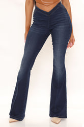 Ladies Night Out Stretch Flare Jeans - Dark Wash Ins Street